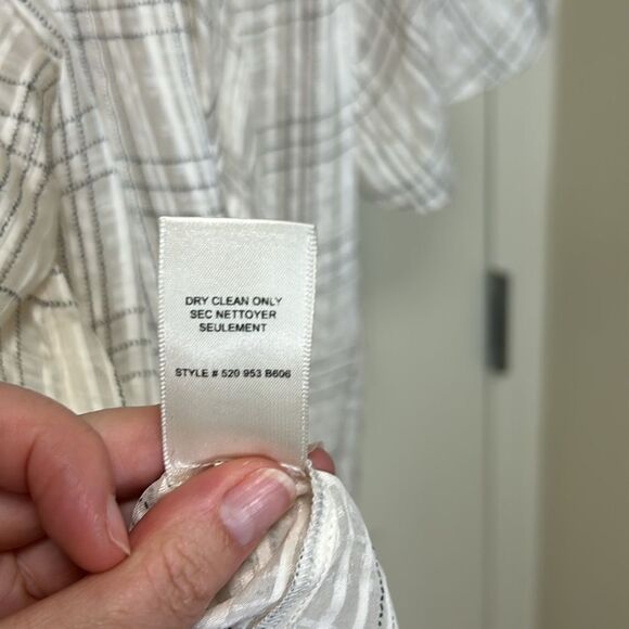 REBECCA TAYLOR - “Jules” Plaid Short-Sleeve Silk Blouse - Size 6, White, Black - Picture 17 of 17